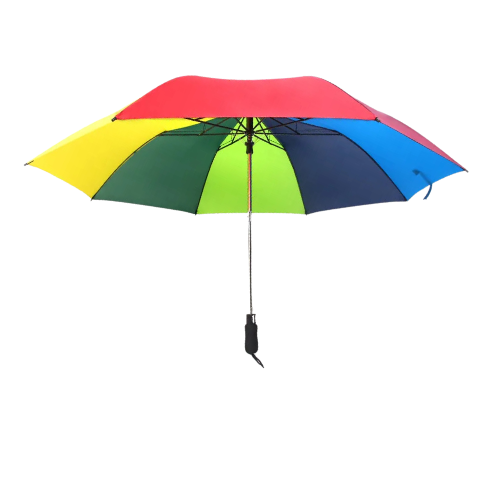 Windproof Auto Open 2-Fold Golf Umbrella for All Weather-Rainbow