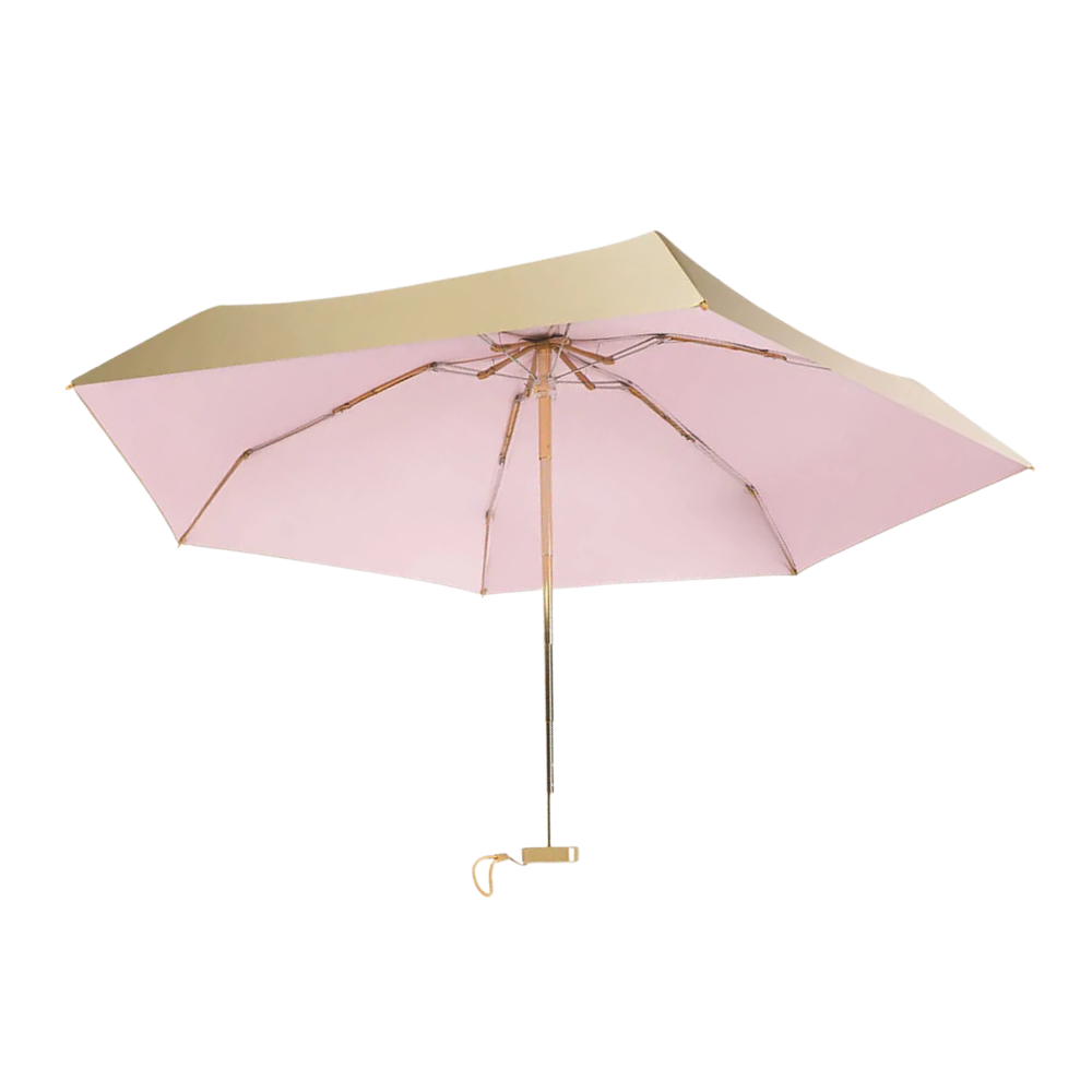 Mini Lightweight 5-Folding Umbrella with Golden UV Coating for Summer