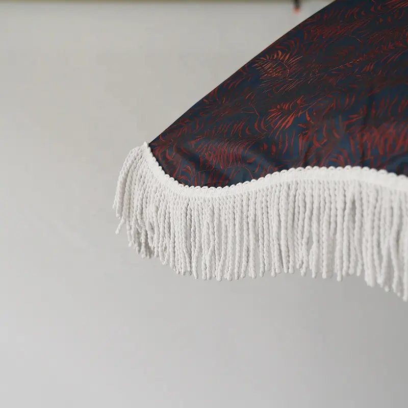 Windproof Beach Umbrella with Tassels: Stylish Sun Protection, Outdoor Ready