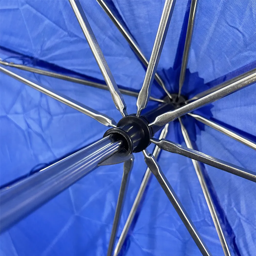 Compact 2-Folding Umbrella with Metal Frame, Polyester Fabric, Blue