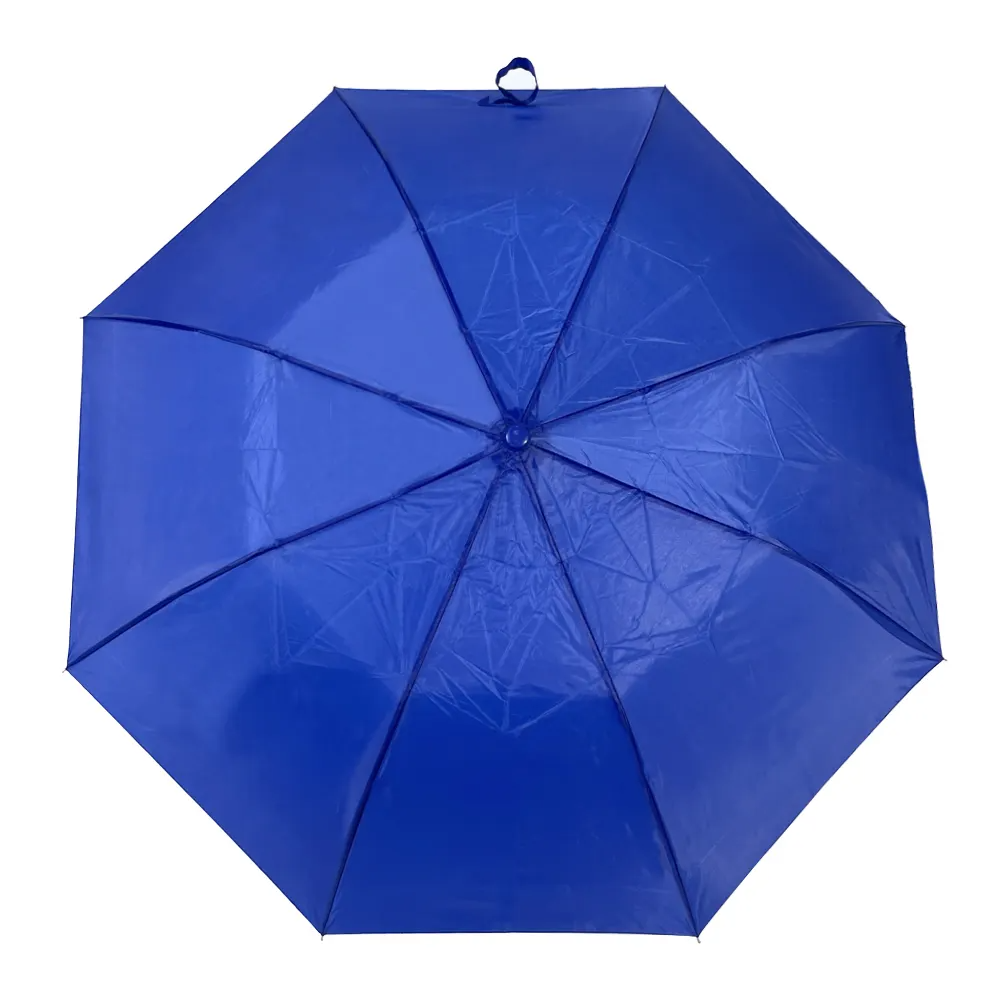 Compact 2-Folding Umbrella with Metal Frame, Polyester Fabric, Blue