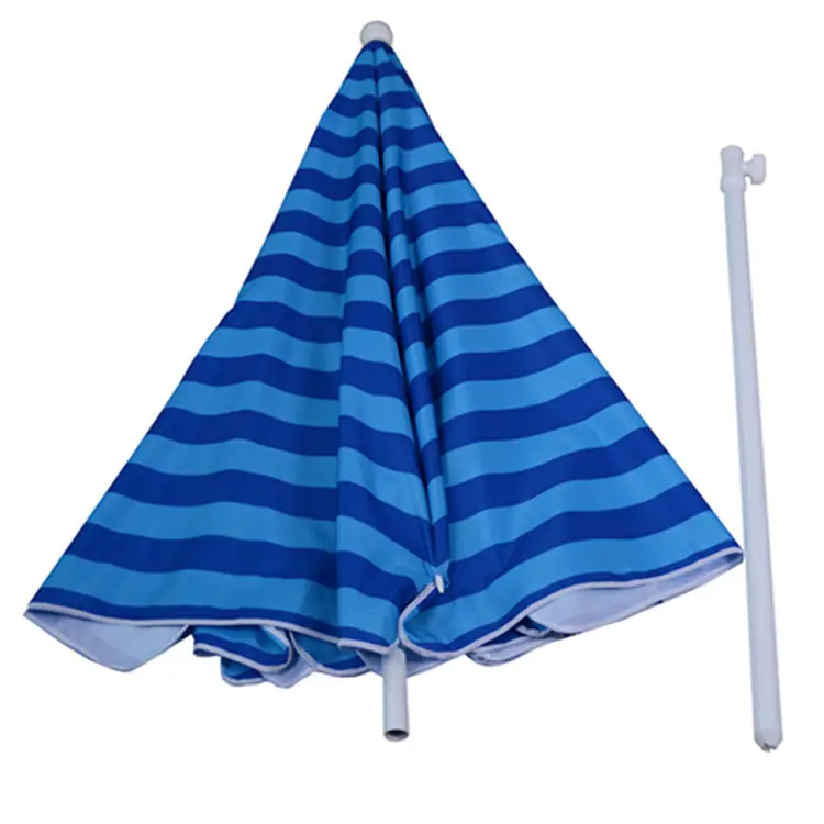 Heavy-Duty Windproof Beach Umbrella: Portable, UV Protection, Blue Striped