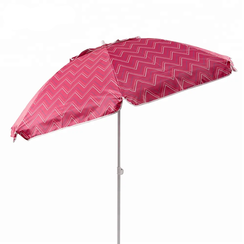 Stylish Tilt Printing Beach Umbrella with Fringe and Air Vent