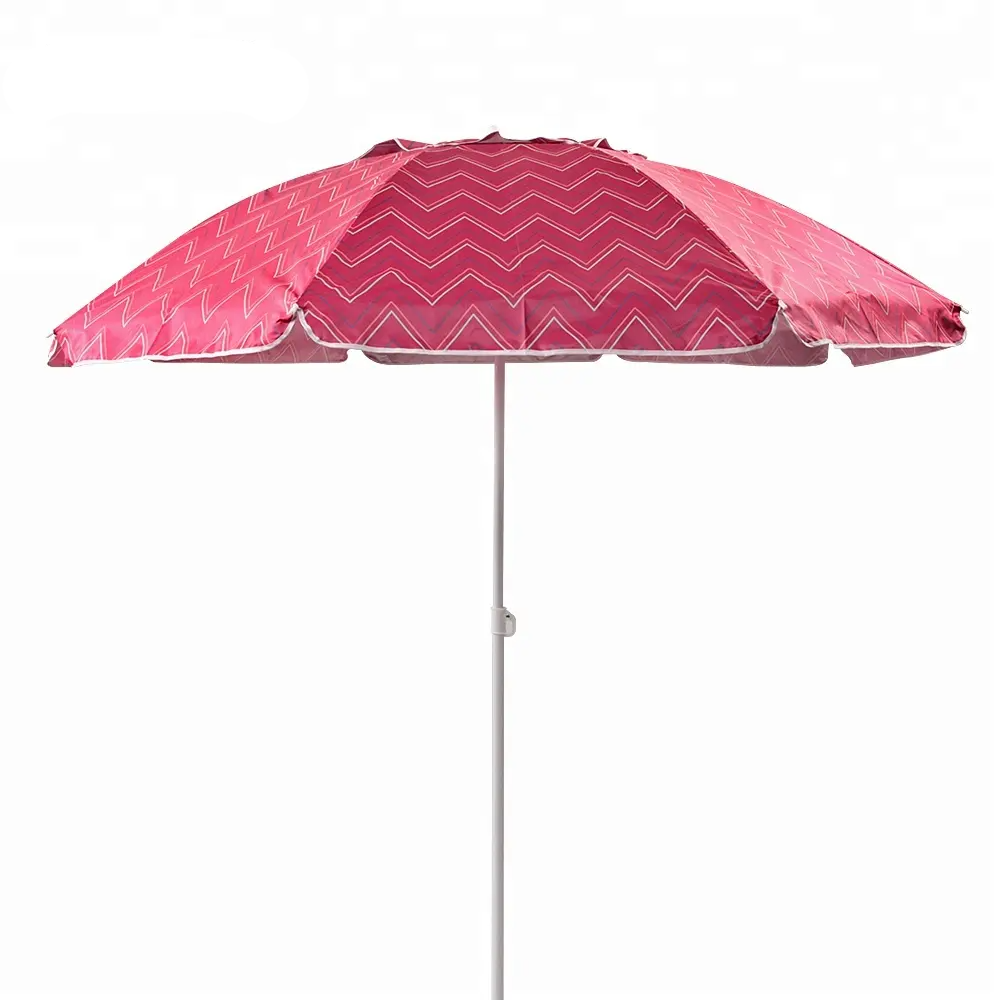 Stylish Tilt Printing Beach Umbrella with Fringe and Air Vent
