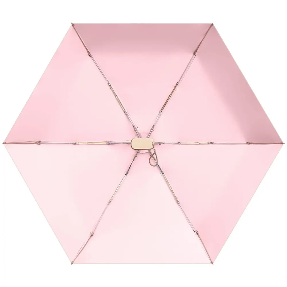 Mini Lightweight 5-Folding Umbrella with Golden UV Coating for Summer