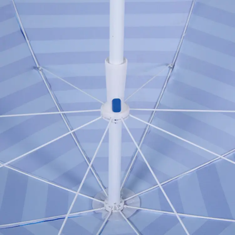 Heavy-Duty Windproof Beach Umbrella: Portable, UV Protection, Blue Striped