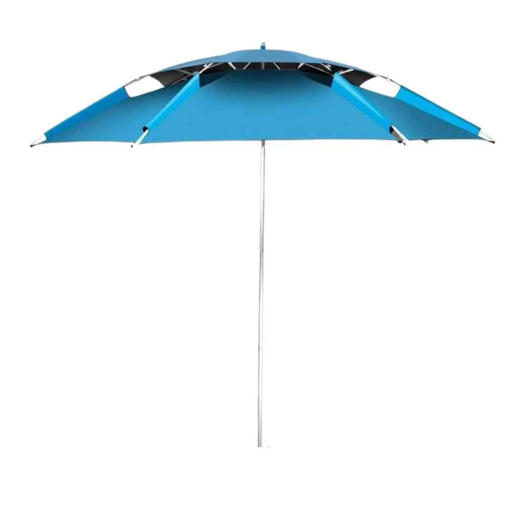 Big UV Protection Double-Layer Outdoor Windproof Beach Umbrella 2.6m-Blue