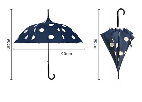 Lady Pagoda Umbrella with 8 Ribs, Windproof, Blue Dotted