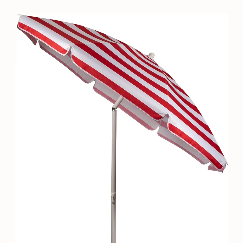 Portable Red & White Beach Umbrella: Affordable, Stylish Sun Protection