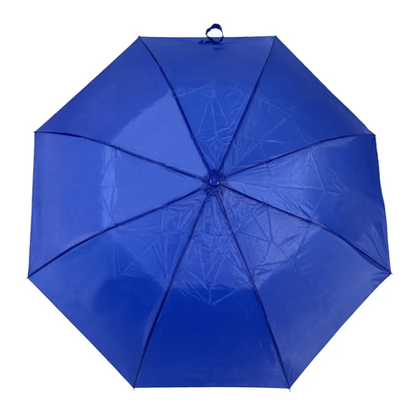 Compact 2-Folding Umbrella with Metal Frame, Polyester Fabric, Blue