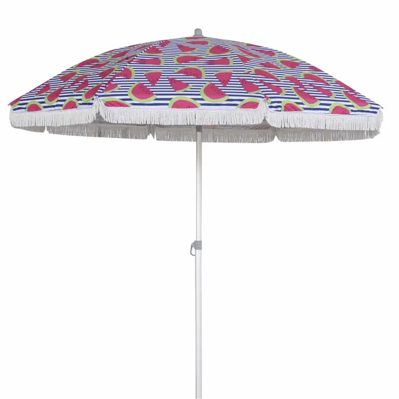 2-Meter Outdoor Sunshade Umbrella with Printed Cotton and Tassels