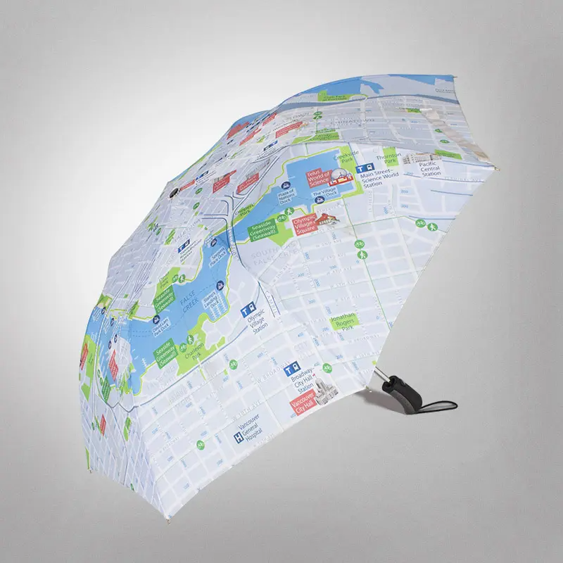 Travel-Ready Map Print Umbrella – Stylish, Windproof Protection