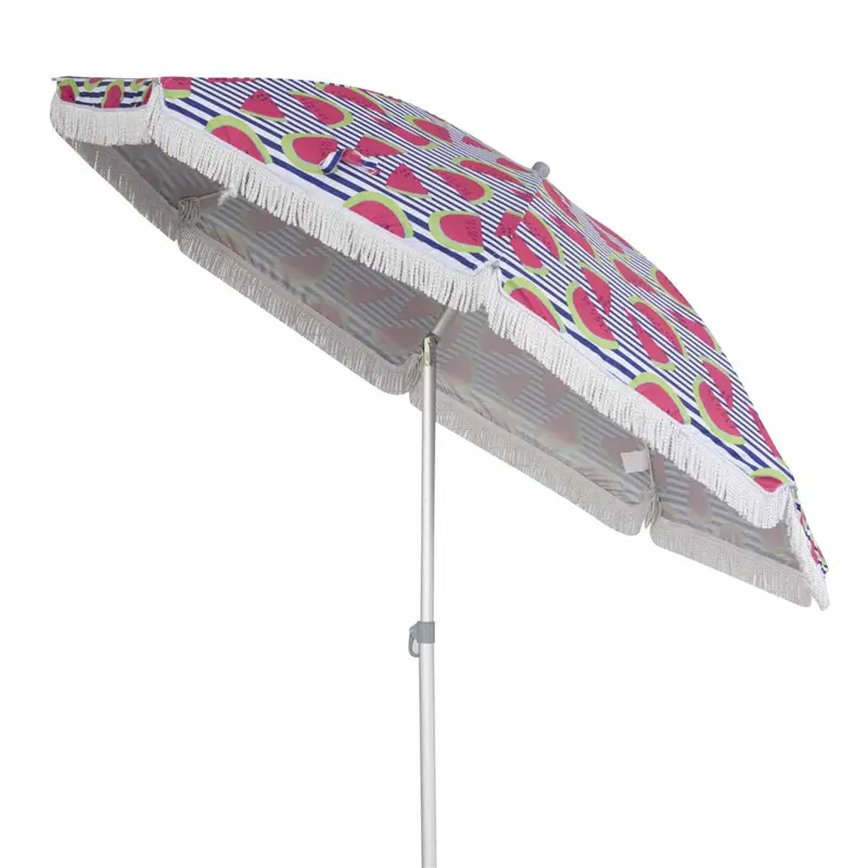 2-Meter Outdoor Sunshade Umbrella with Printed Cotton and Tassels