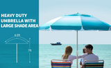 Friendly 200cm Outdoor Beach Umbrella: Reliable Windproof Design-Sea Green