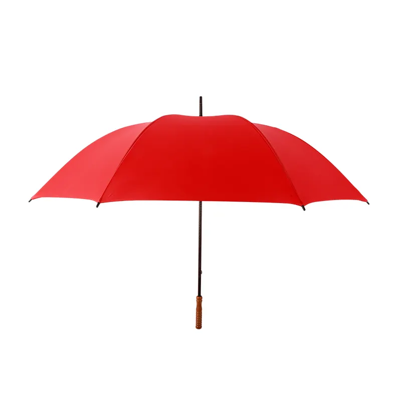 Extra Large 30-Inch Windproof Golf Umbrella with Wooden Handle-Red