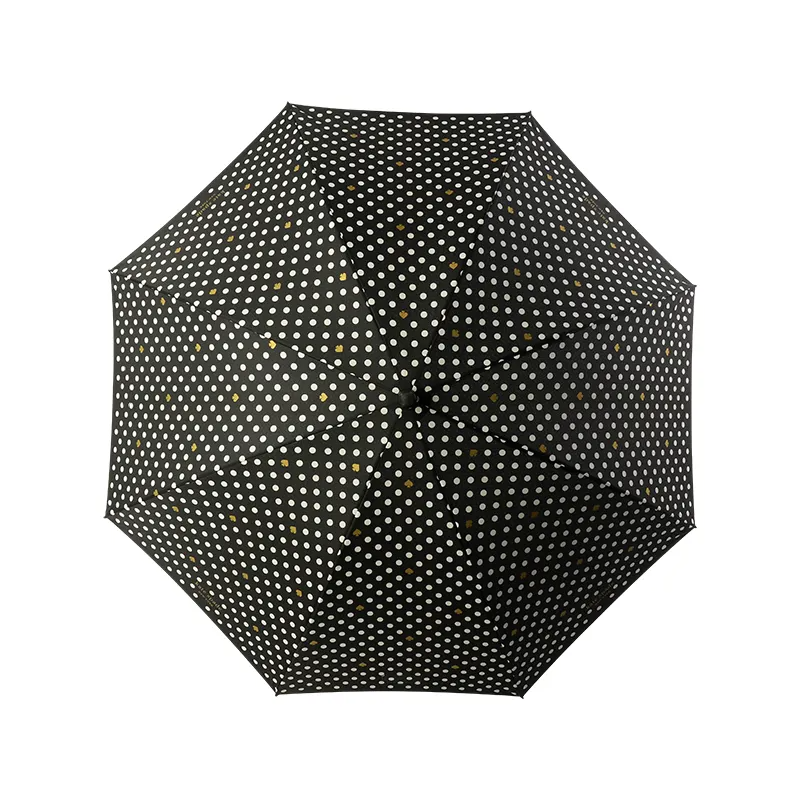 LED Handle Automatic Open/Close Straight Umbrella, Black Dotted