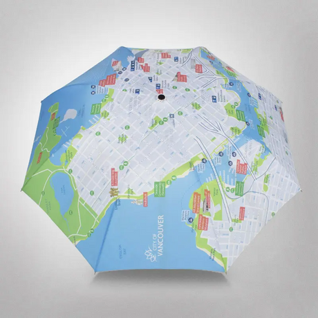 Travel-Ready Map Print Umbrella – Stylish, Windproof Protection