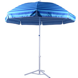 Heavy-Duty Windproof Beach Umbrella: Portable, UV Protection, Blue Striped