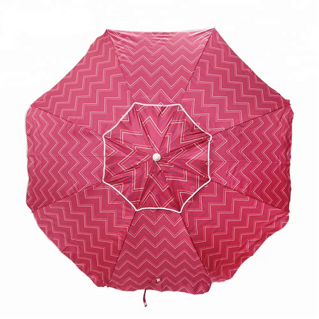 Stylish Tilt Printing Beach Umbrella with Fringe and Air Vent