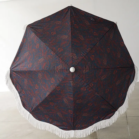 Windproof Beach Umbrella with Tassels: Stylish Sun Protection, Outdoor Ready