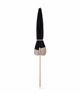 Chic Black Fringed Beach Umbrella with UV Protection