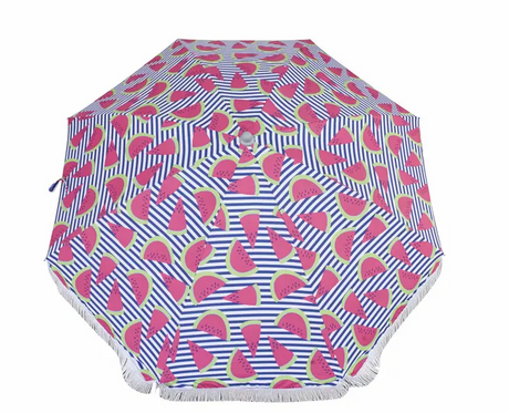 2-Meter Outdoor Sunshade Umbrella with Printed Cotton and Tassels