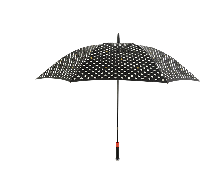 LED Handle Automatic Open/Close Straight Umbrella, Black Dotted