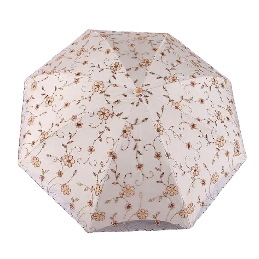 Tiger Bone Pattern Lace-Edged UV Protection Double-Fold Umbrella